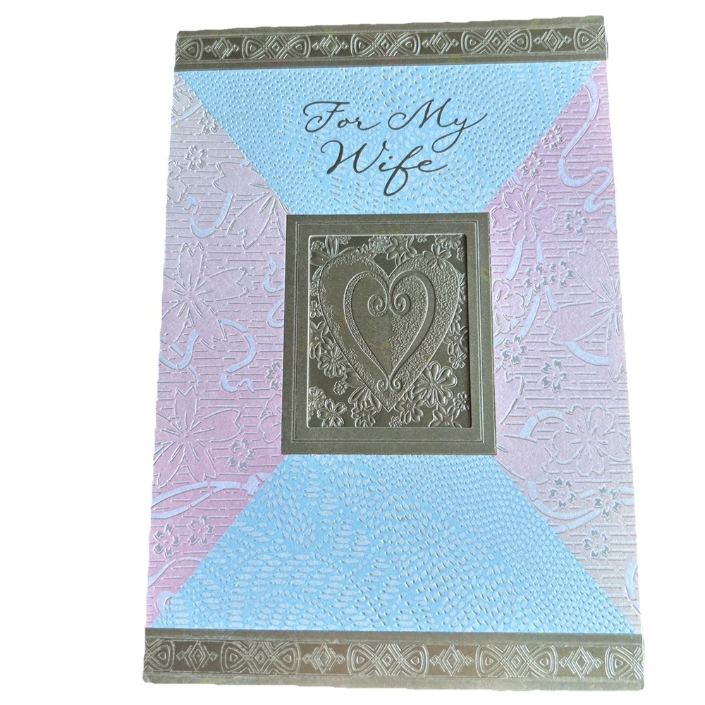 For My Wife Happy Mother's Day Hallmark Pink Hearts Gold Diecut